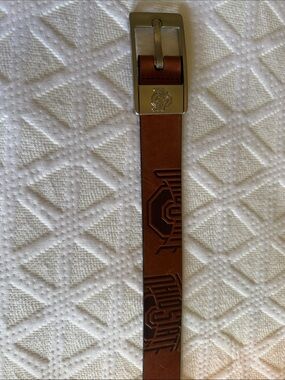 Men's Brown Leather Belt with Brushed Metal Buckle
